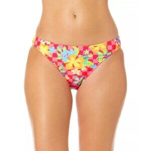 Salt & Cove Juniors Bikini Bottom Hipster Check Floral Pink Yellow Red S